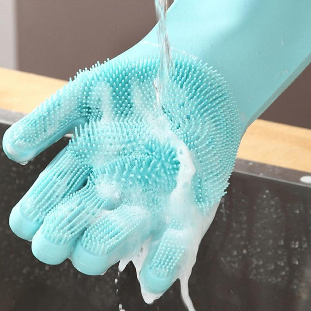 1 Pair Silicone Dishwashing Gloves Durable Quality Comfortable Grip Reliable Performance Easy Cleaning (Random Color)