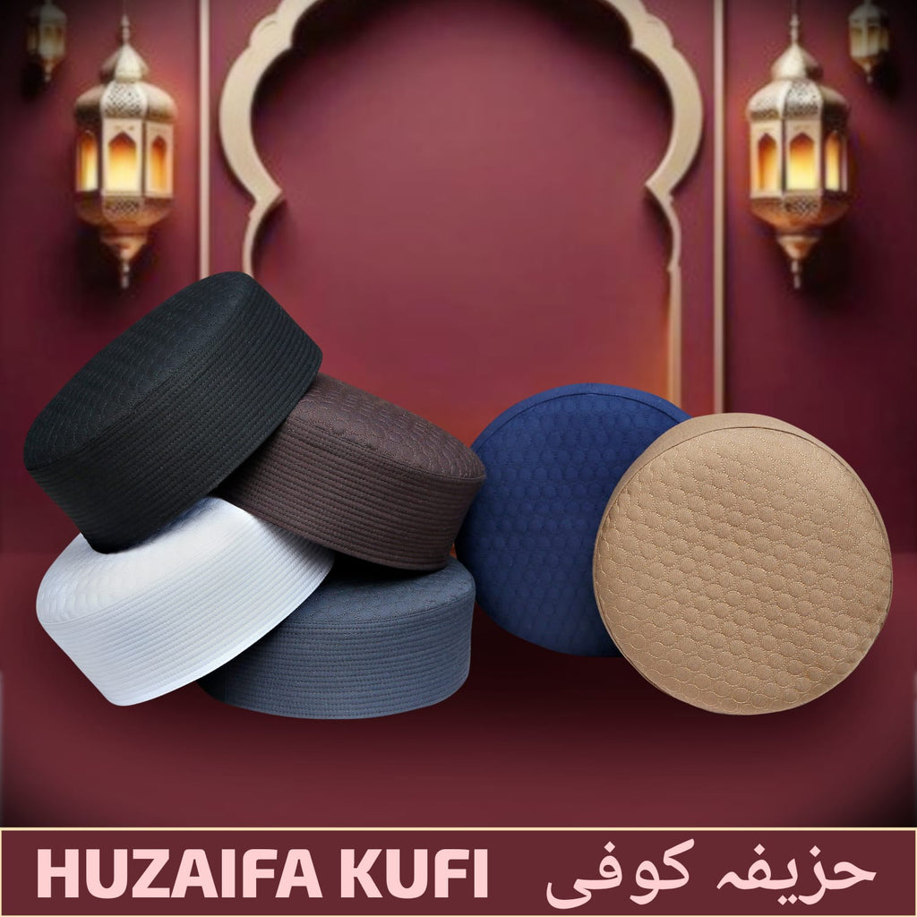 Bin Fiaz Huzaifa Premium Structured Kufi Hat - Royal Muslim Men’s Prayer Cap