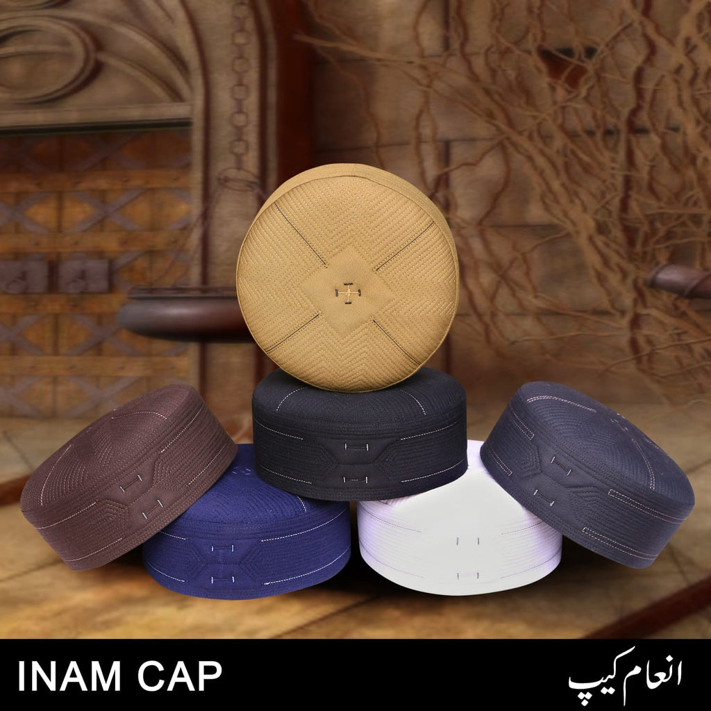 Bin Fiaz Inaam Premium Structured Kufi Hat - Royal Muslim Men’s Prayer Cap