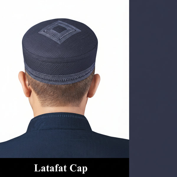 Muslim Latafat Premium Structured Kufi Hat - Graceful Comfort & Elegant Prayer Cap for Men