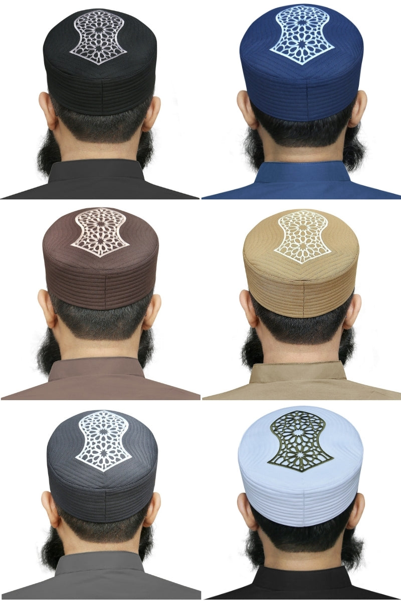Muslim Mujtaba Nalain Shareef Premium Prayer Kufi Hat - Luxury Embroidered Islamic Cap for Men