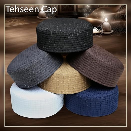 Muslim Tehseen Premium Structured Kufi Hat - Traditional Islamic Prayer Cap for Men