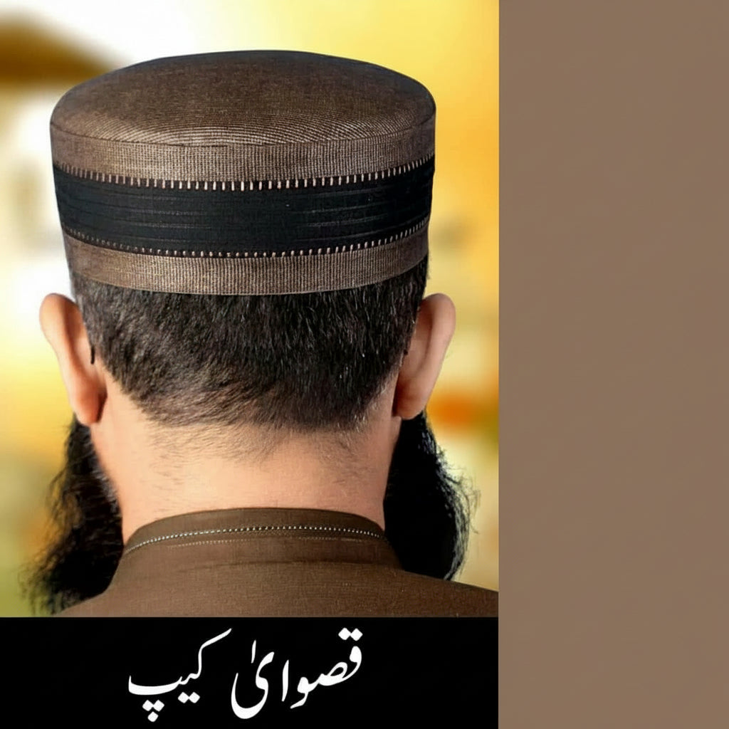 Muslim Quswa Premium Structured Kufi Hat - Elegant Namaz Cap & Islamic Headwear for Men