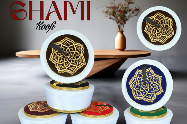 Men’s Premium Shami Cap SH-002 - Traditional Embroidered Islamic Prayer Kufi Hat for Men