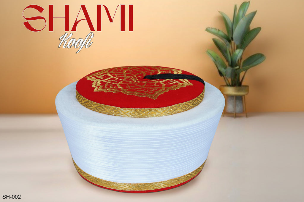Men’s Premium Shami Cap SH-004 - Traditional Islamic Imamah Style Turkish Kufi Hat for Men