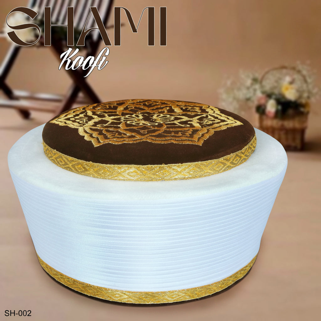 Men’s Premium Shami Cap SH-004 - Traditional Islamic Imamah Style Turkish Kufi Hat for Men