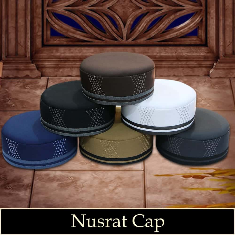 Muslim Nusrat Premium Structured Kufi Hat - Premium Comfort & Authentic Design Prayer Cap for Men