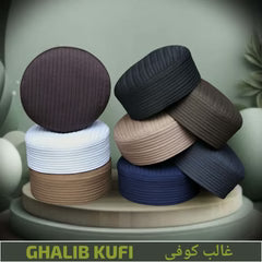 Bin Fiaz Ghalib Premium Structured Kufi Hat | Sovereign Muslim Men’s Prayer Cap