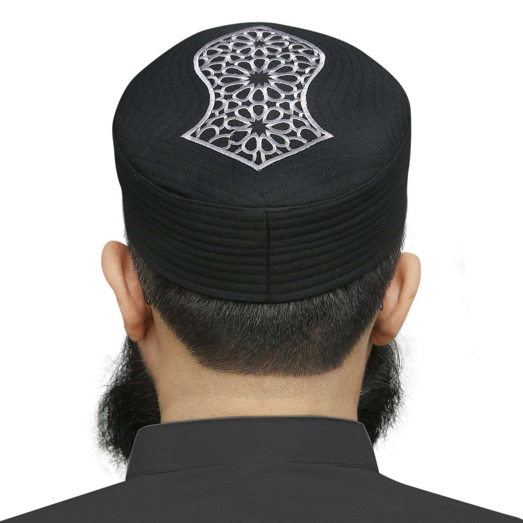 Muslim Mujtaba Nalain Shareef Premium Prayer Kufi Hat - Luxury Embroidered Islamic Cap for Men