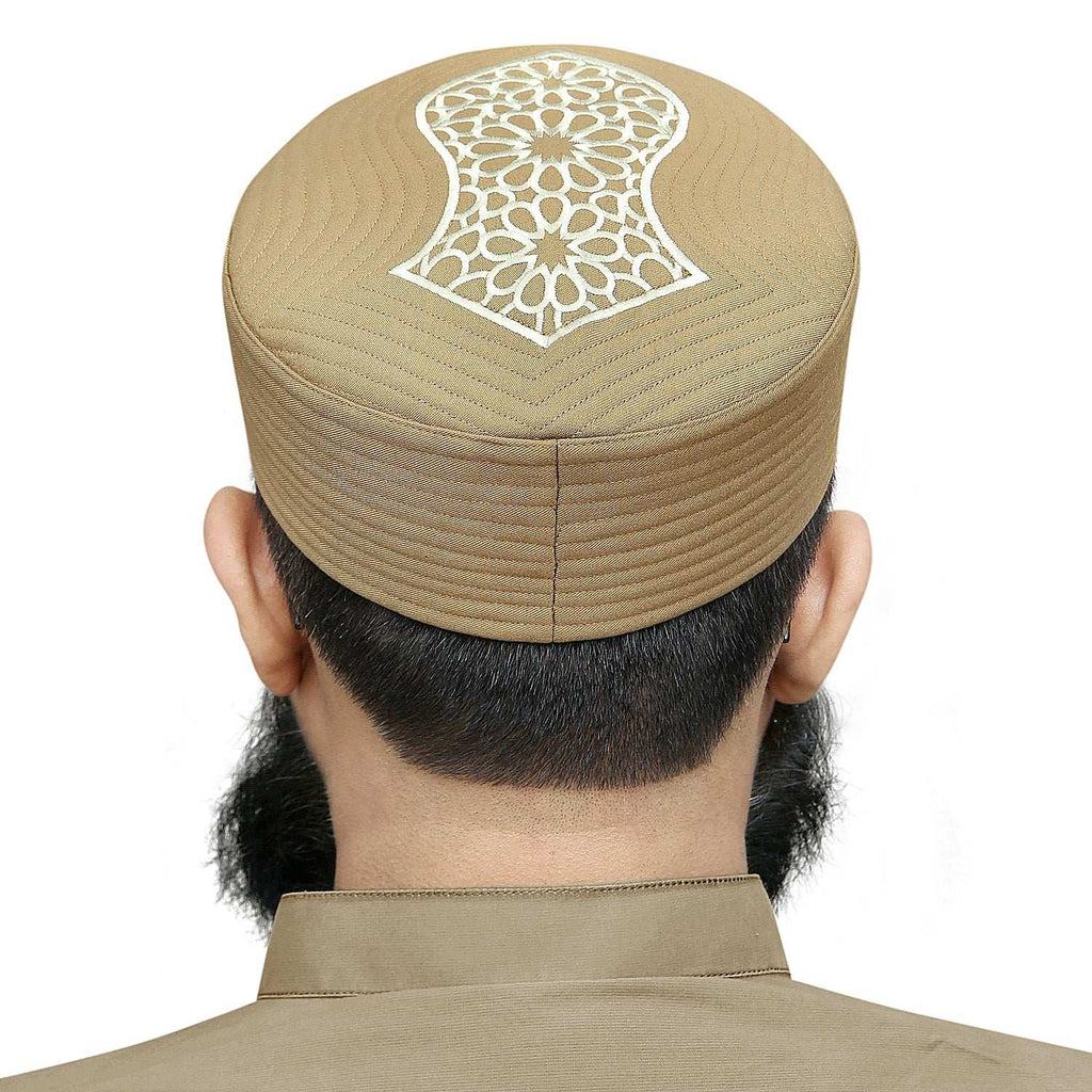 Muslim Mujtaba Nalain Shareef Premium Prayer Kufi Hat - Luxury Embroidered Islamic Cap for Men