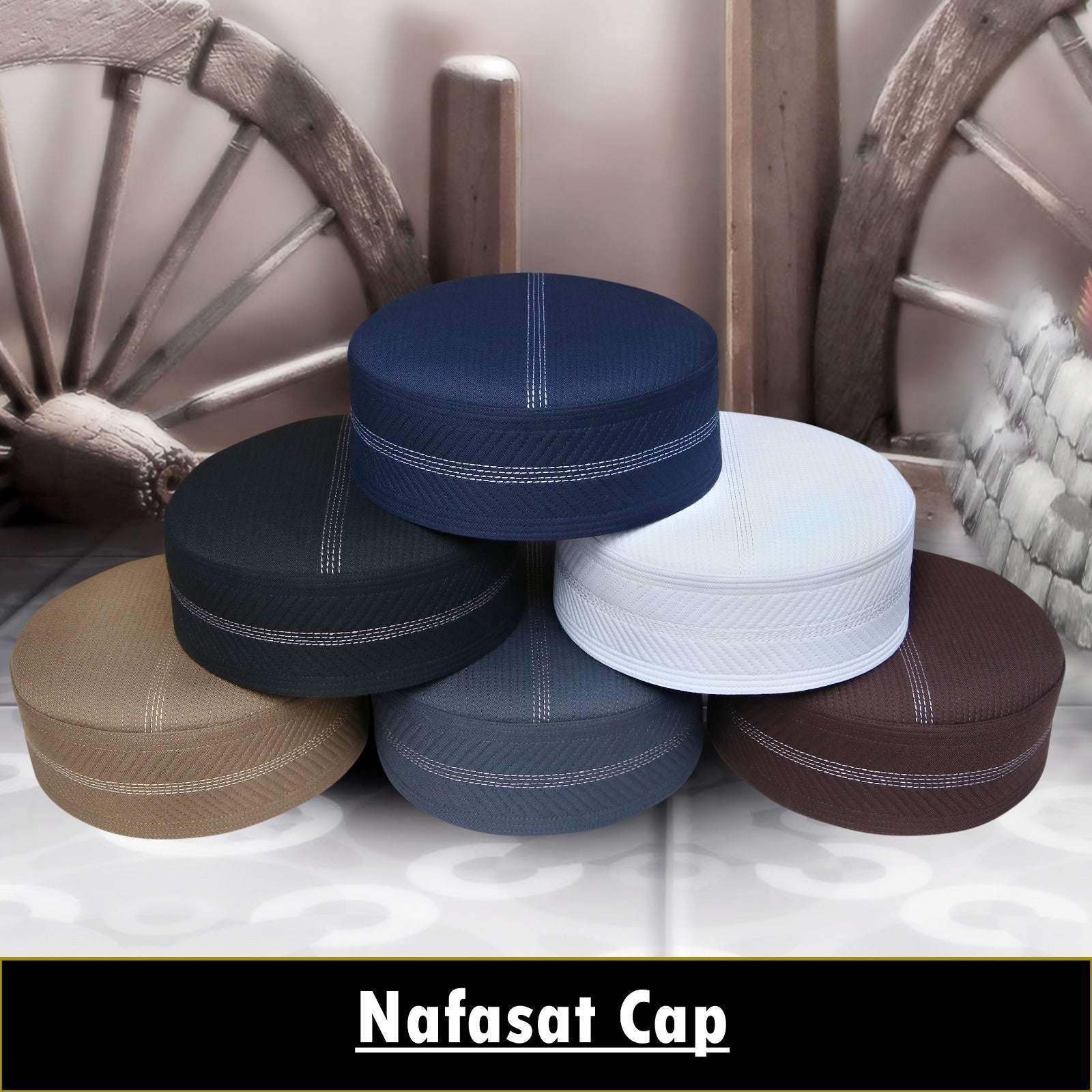 Bin Fiaz Nafasat Premium Structured Kufi Hat - Royal Muslim Men’s Prayer Cap