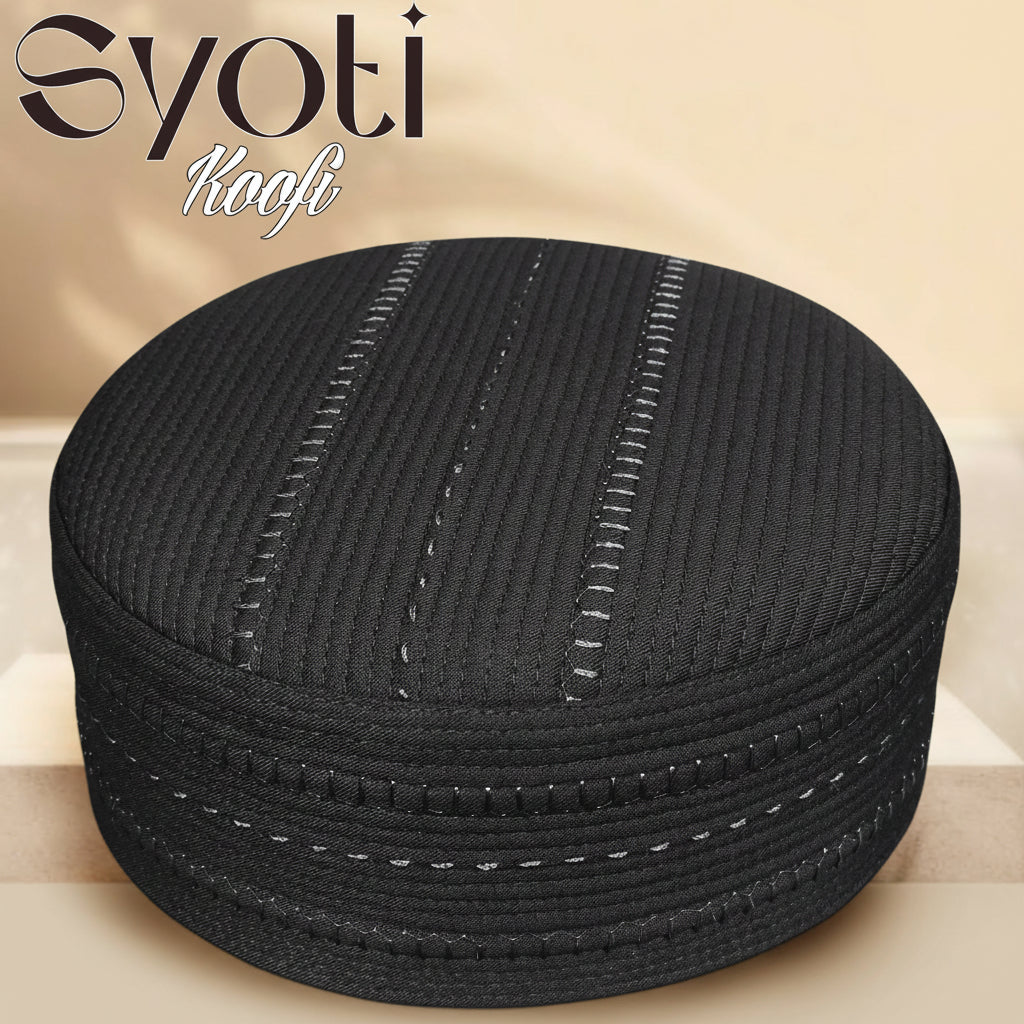 Muslim Syoti Premium Structured Kufi Hat - Peaceful Comfort & Elegant Prayer Cap for Men