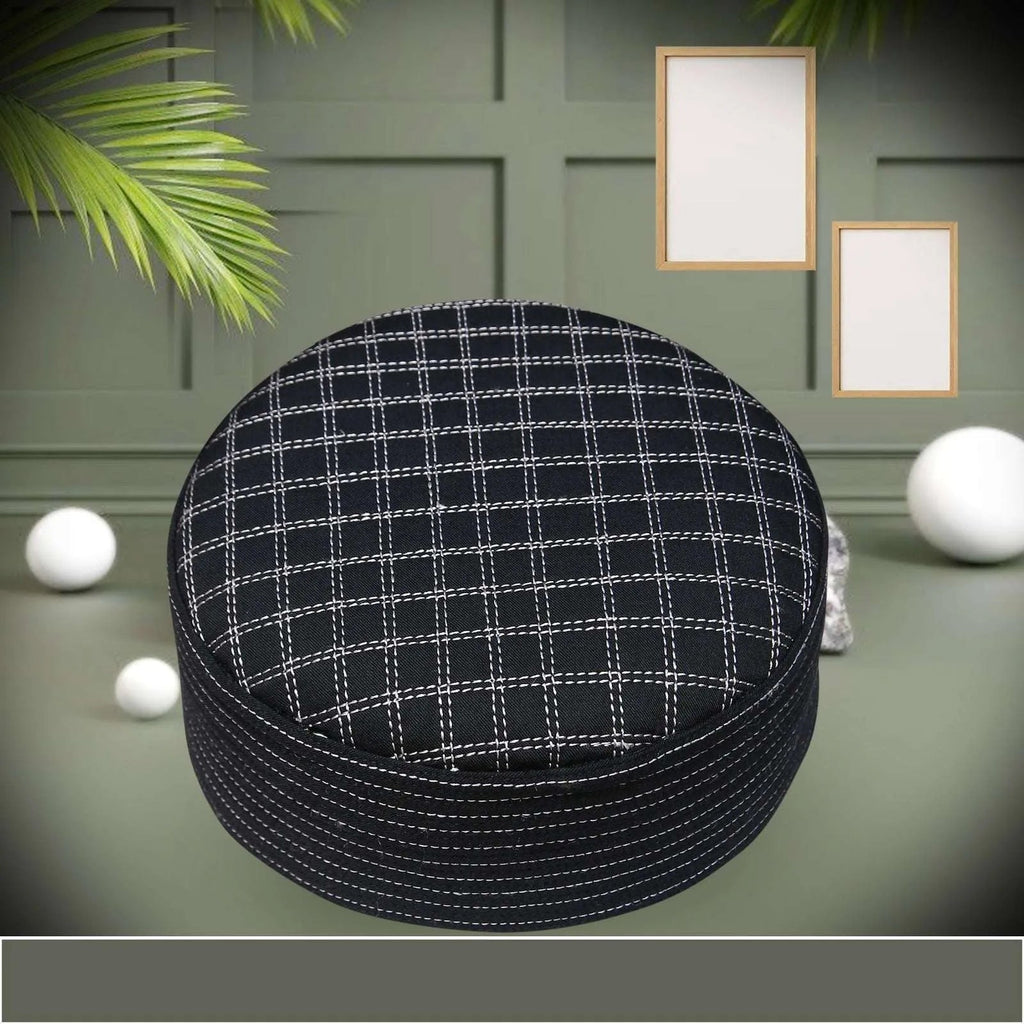 Muslim Shehzada Premium Royal Structured Kufi Hat - Majestic Islamic Prayer Cap for Men
