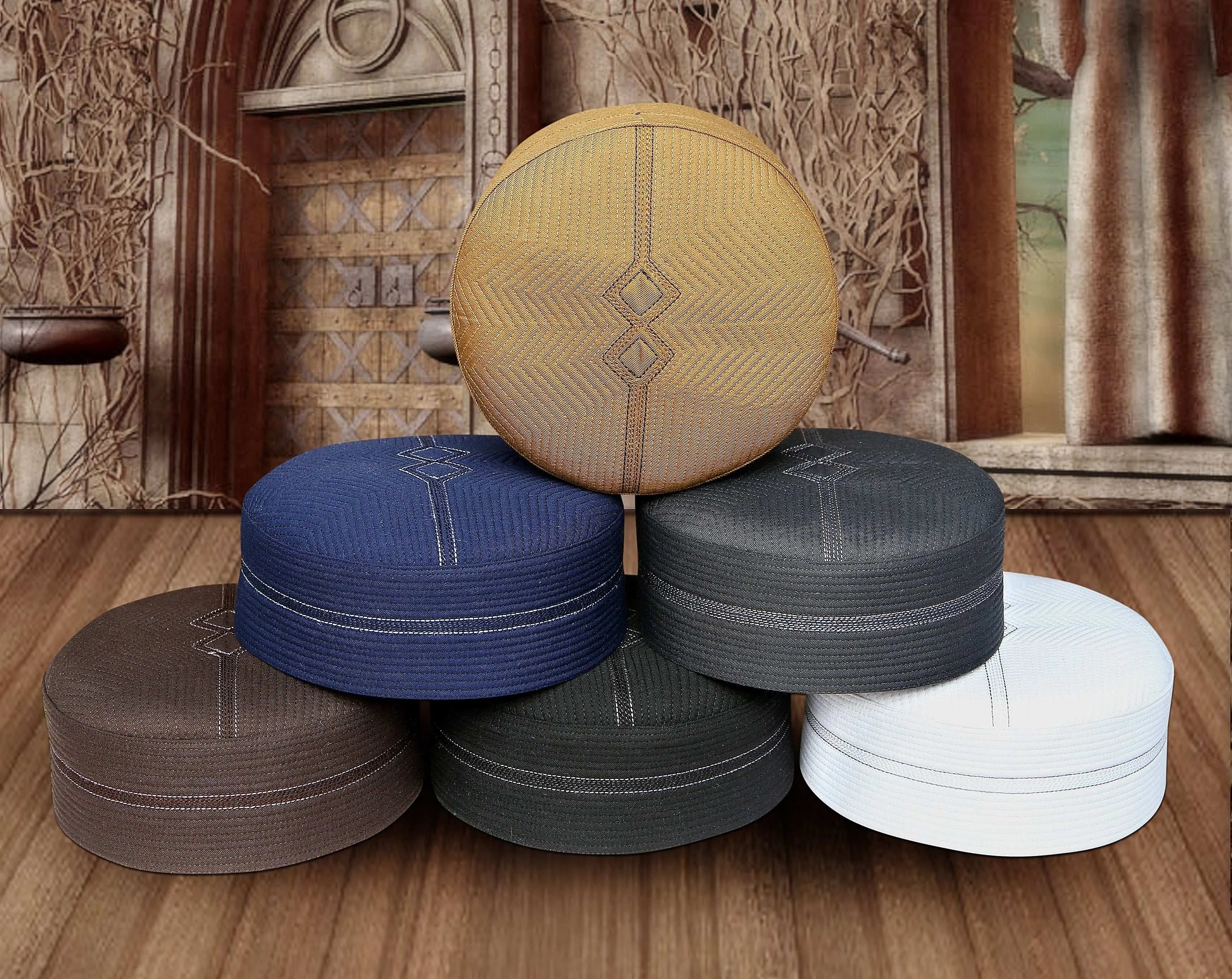 Muslim Shujaat Premium Structured Kufi Hat - Bold Comfort & Elegant Prayer Cap for Men