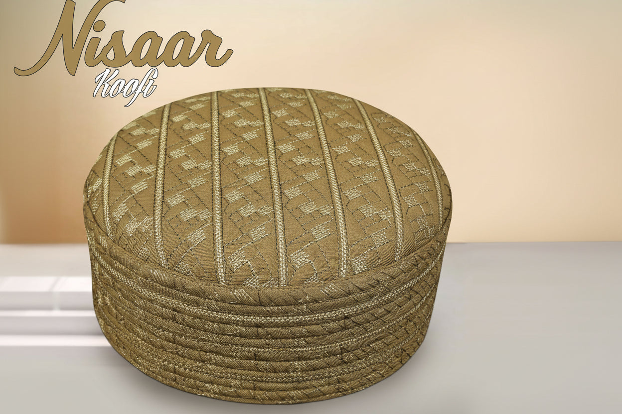 Bin Fiaz Nisaar Premium Embroidered Kufi Hat - Stylish Islamic Prayer Cap for Men