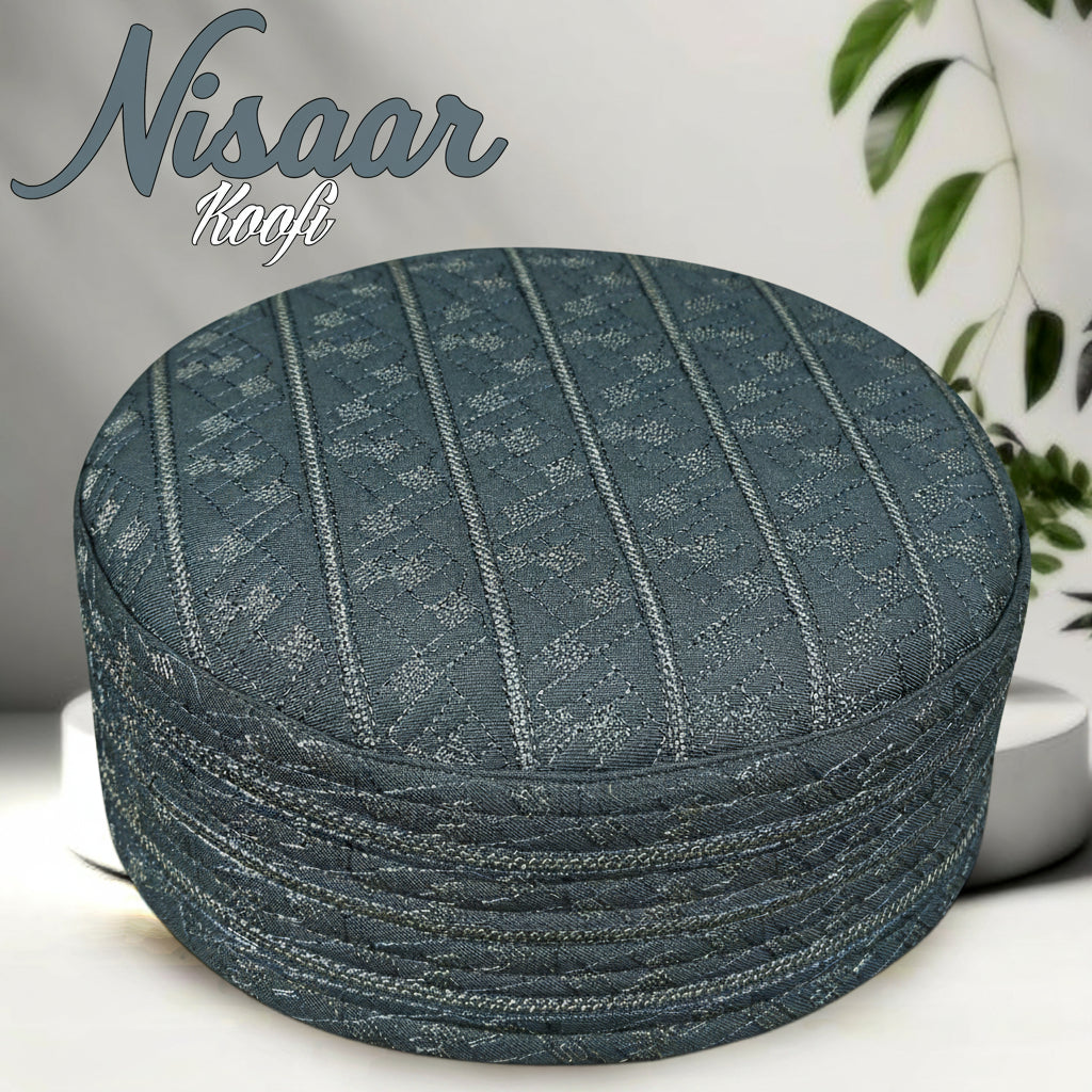 Bin Fiaz Nisaar Premium Embroidered Kufi Hat - Stylish Islamic Prayer Cap for Men