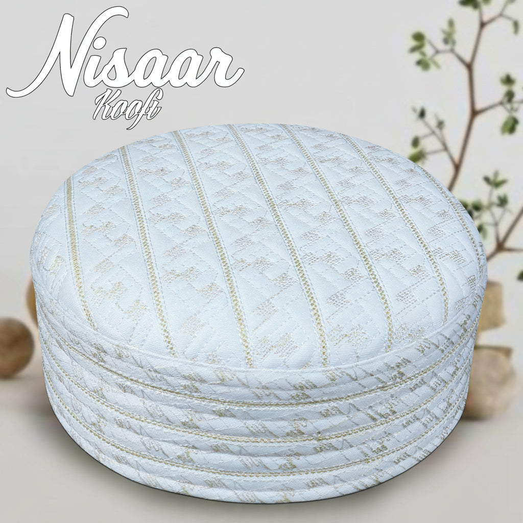 Bin Fiaz Nisaar Premium Embroidered Kufi Hat - Stylish Islamic Prayer Cap for Men