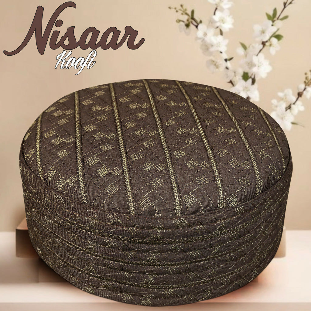 Bin Fiaz Nisaar Premium Embroidered Kufi Hat - Stylish Islamic Prayer Cap for Men