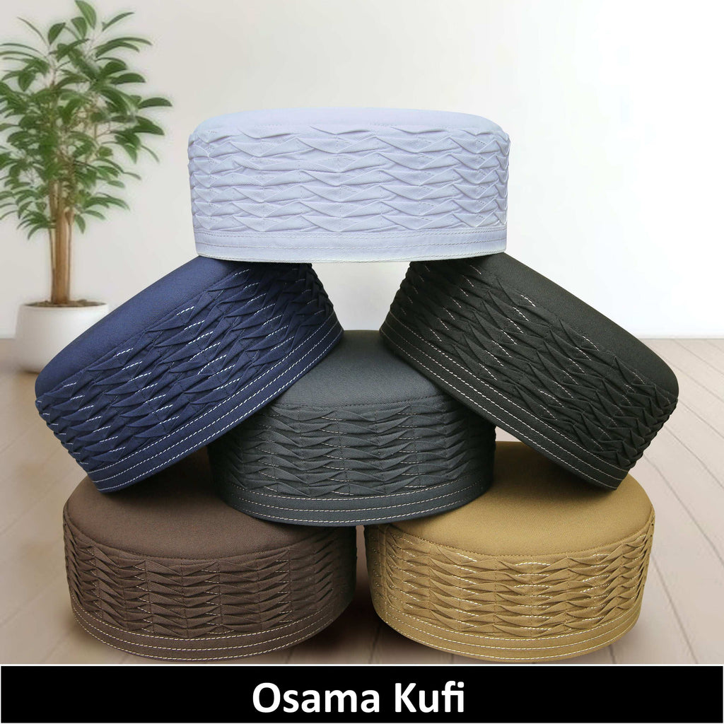 Bin Fiaz Osama Premium Structured Kufi Hat - Islamic Traditional Headwear for Men