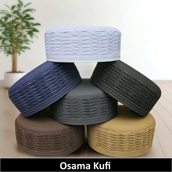 Bin Fiaz Osama Premium Structured Kufi Hat - Islamic Traditional Headwear for Men