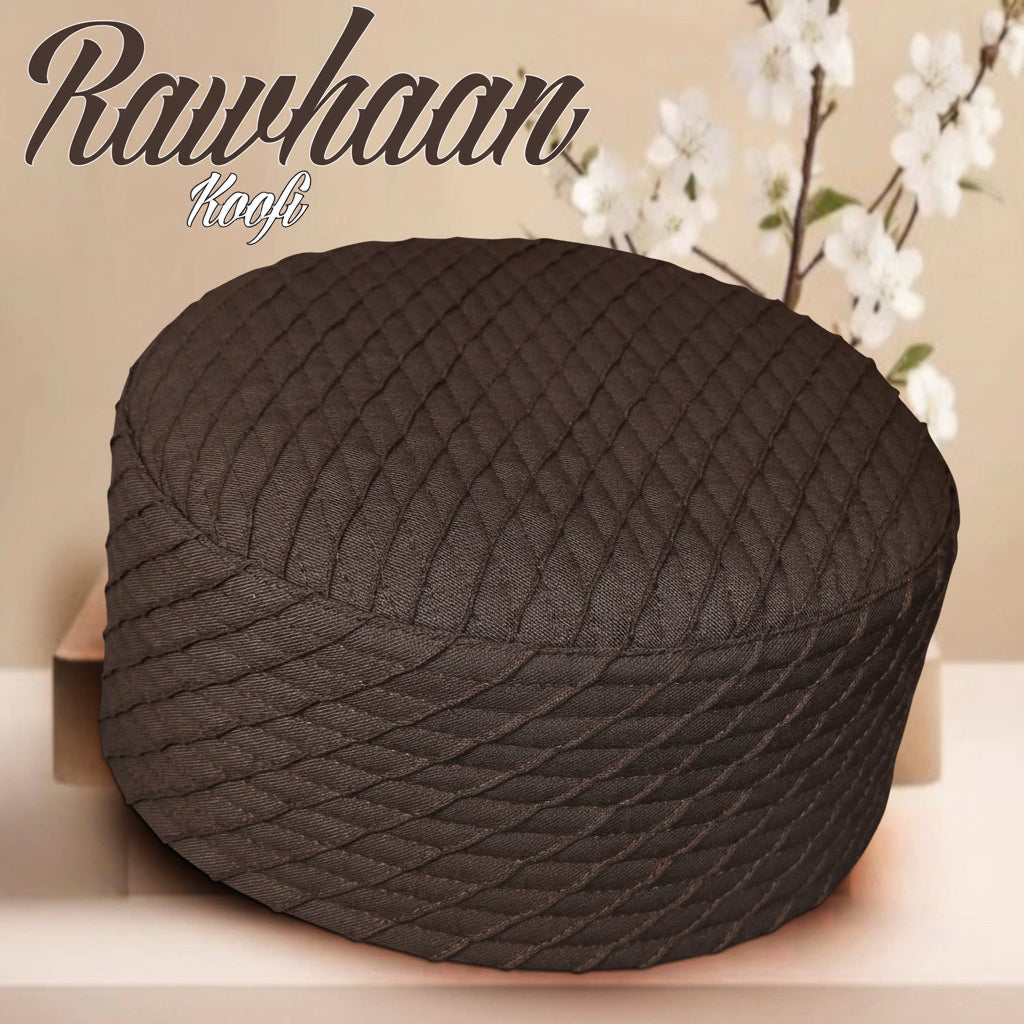 Rawhaan Premium Classic Kufi Hat - Elegant New Style Handcrafted Prayer Cap for Men