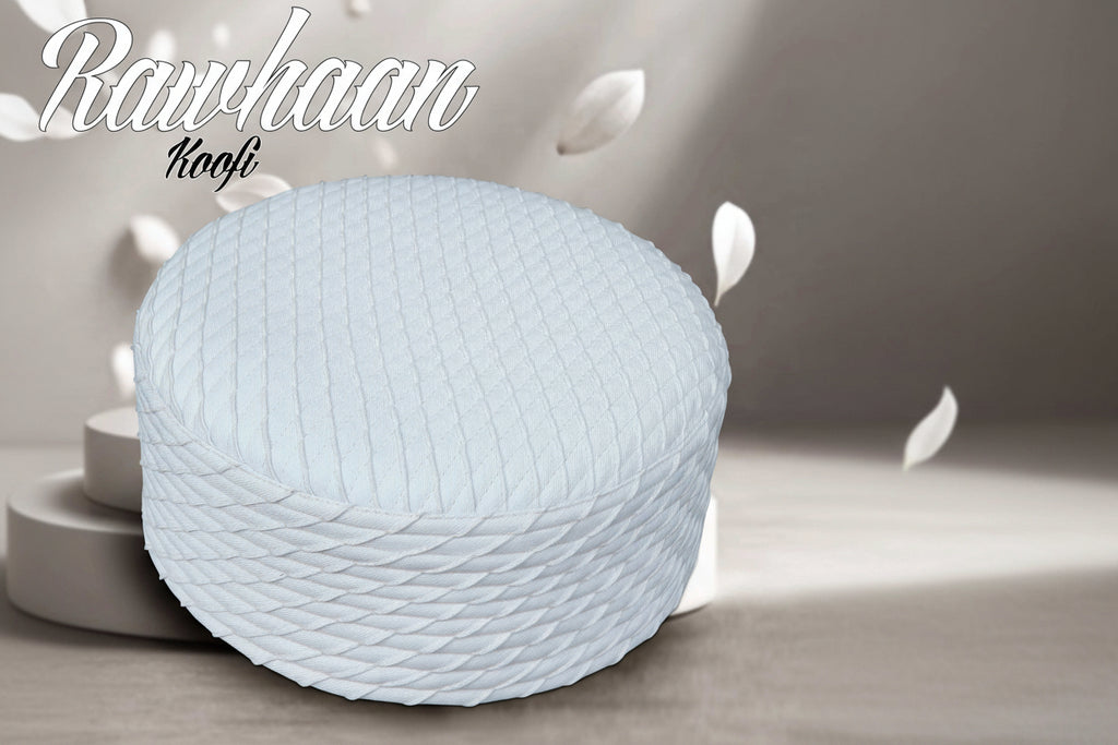 Rawhaan Premium Classic Kufi Hat - Elegant New Style Handcrafted Prayer Cap for Men