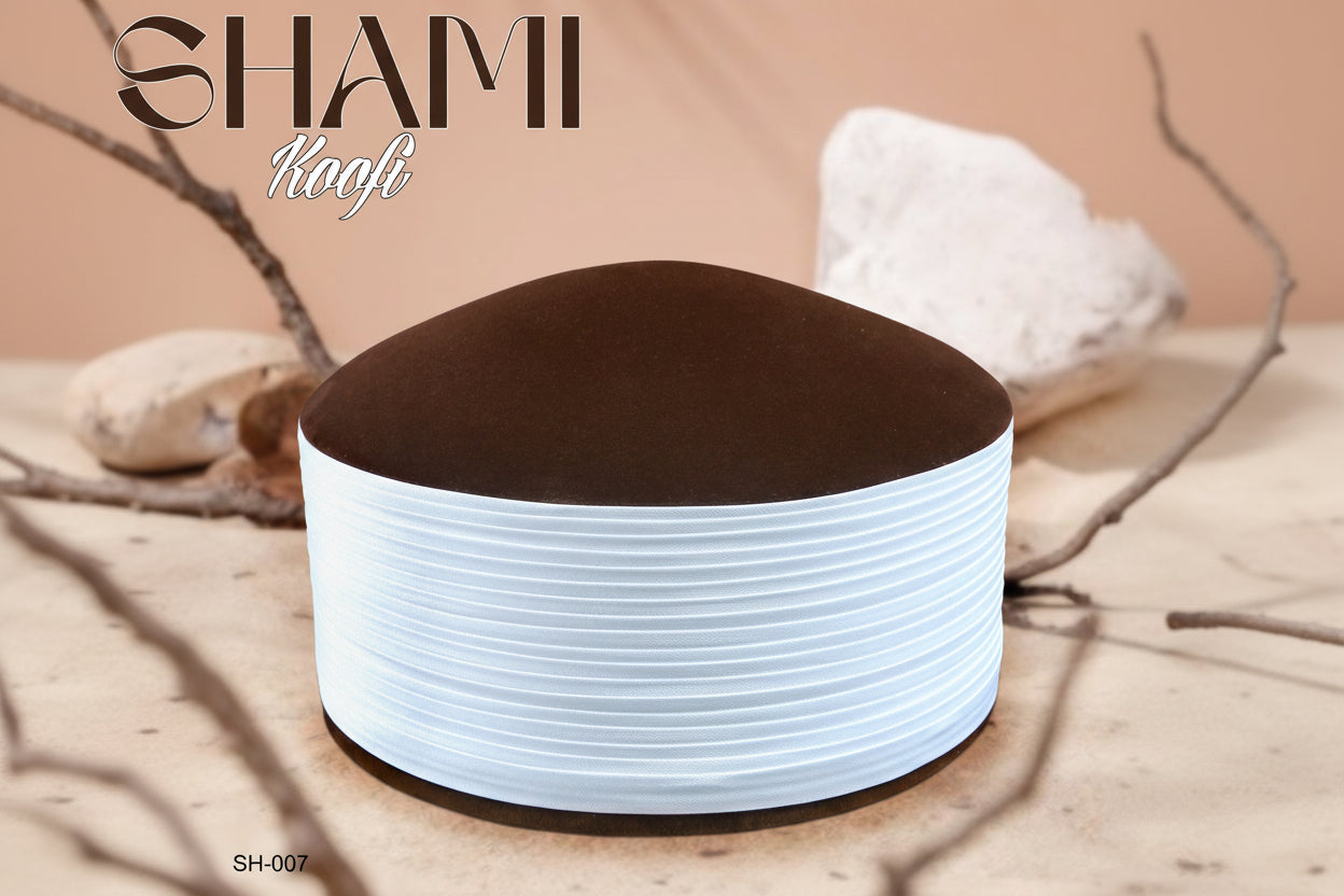 Men’s Premium Shami Cap SH-007 - Traditional Islamic Imamah Style Turkish Kufi Hat for Men