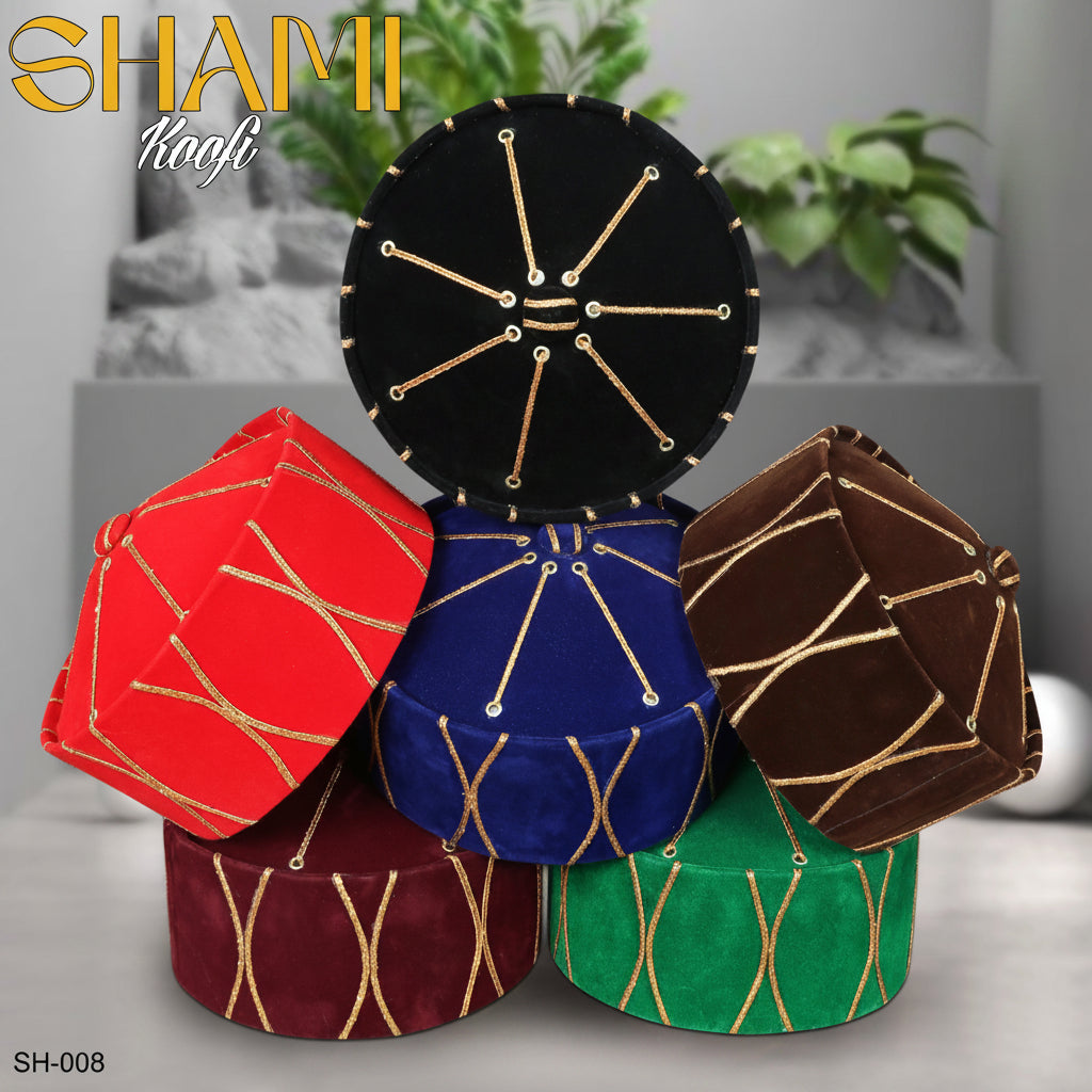Men’s Premium Shami Cap SH-008 - Islamic Traditional Turban Style Turkish Kufi Hat for Men