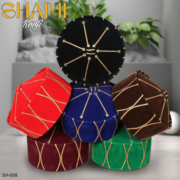 Men’s Premium Shami Cap SH-008 - Islamic Traditional Turban Style Turkish Kufi Hat for Men