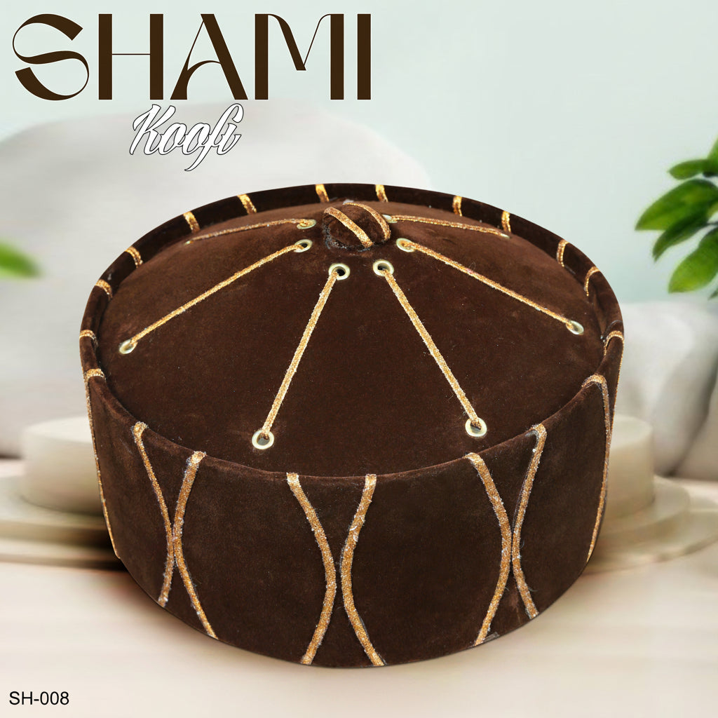 Men’s Premium Shami Cap SH-008 - Islamic Traditional Turban Style Turkish Kufi Hat for Men