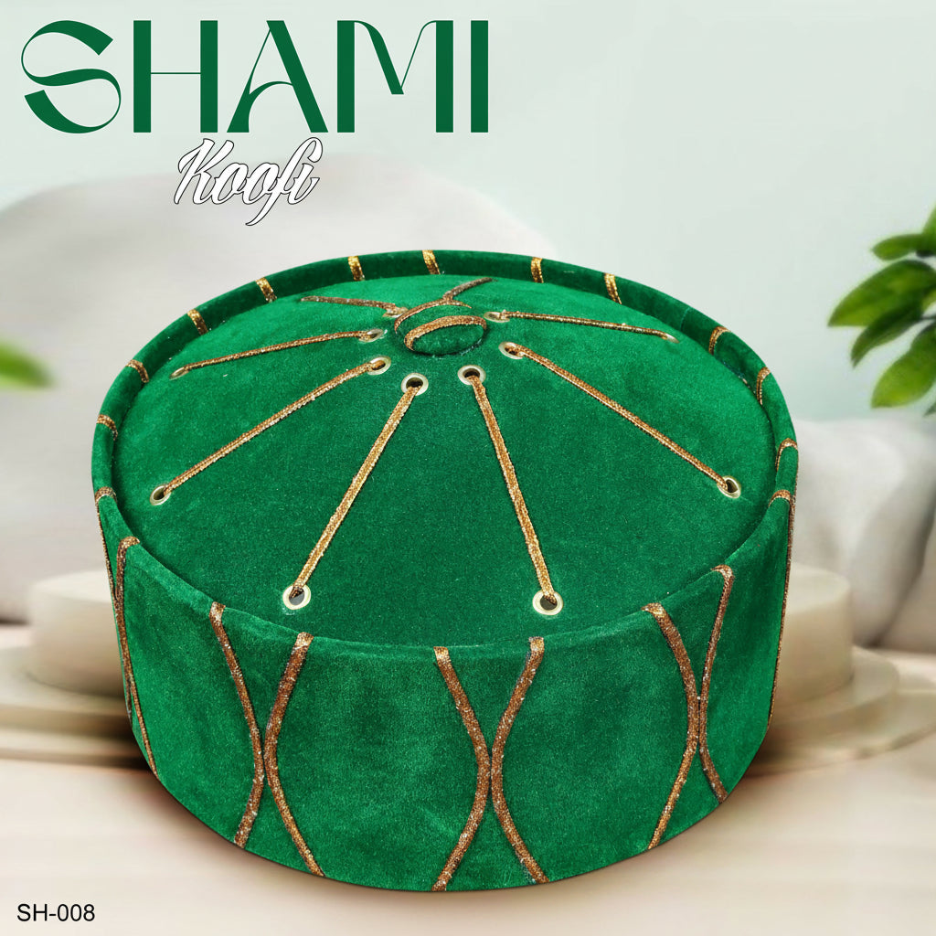 Men’s Premium Shami Cap SH-008 - Islamic Traditional Turban Style Turkish Kufi Hat for Men