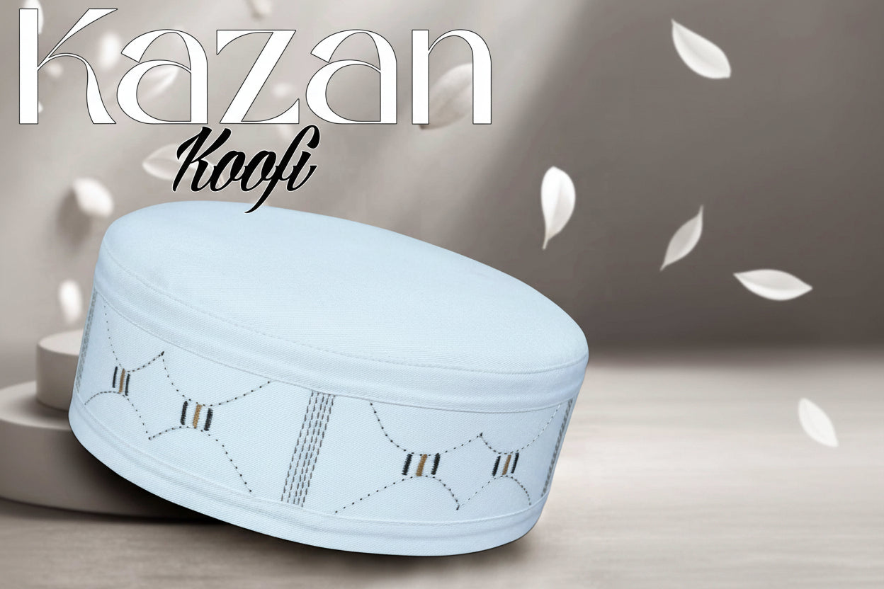 Muslim Kazan Premium Structured Kufi Hat - Traditional Islamic Prayer Cap for Men
