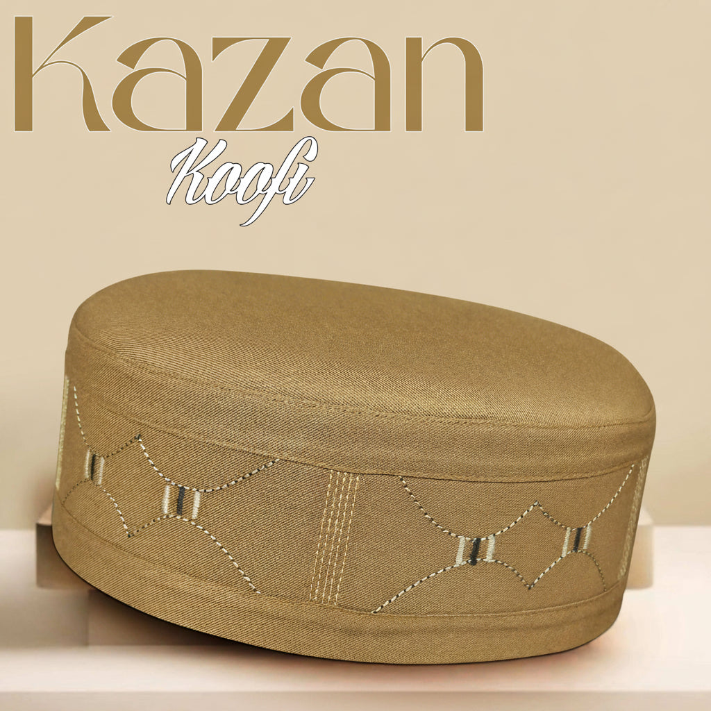 Muslim Kazan Premium Structured Kufi Hat - Traditional Islamic Prayer Cap for Men