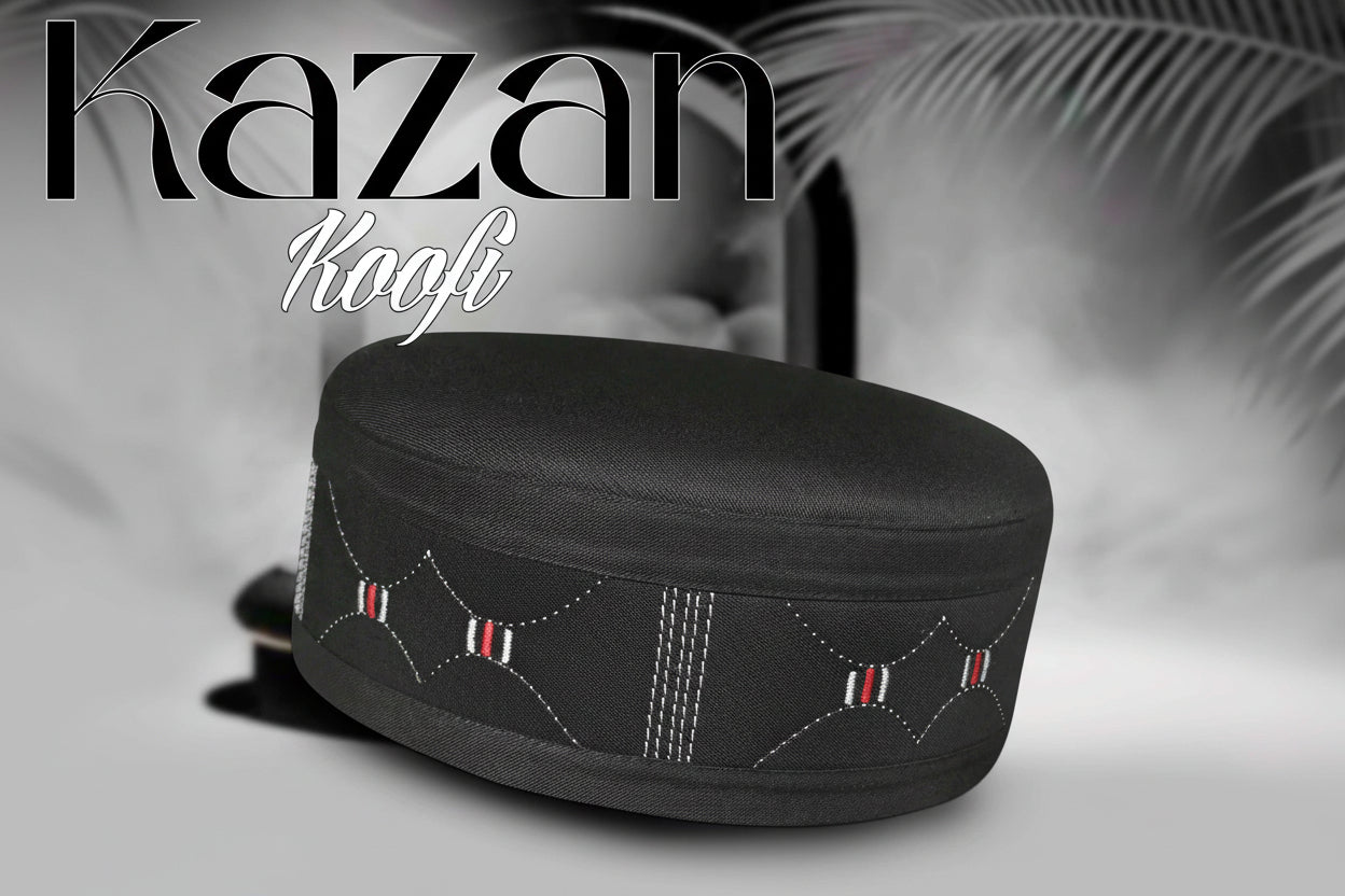 Muslim Kazan Premium Structured Kufi Hat - Traditional Islamic Prayer Cap for Men