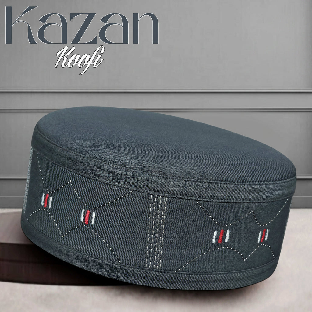 Muslim Kazan Premium Structured Kufi Hat - Traditional Islamic Prayer Cap for Men