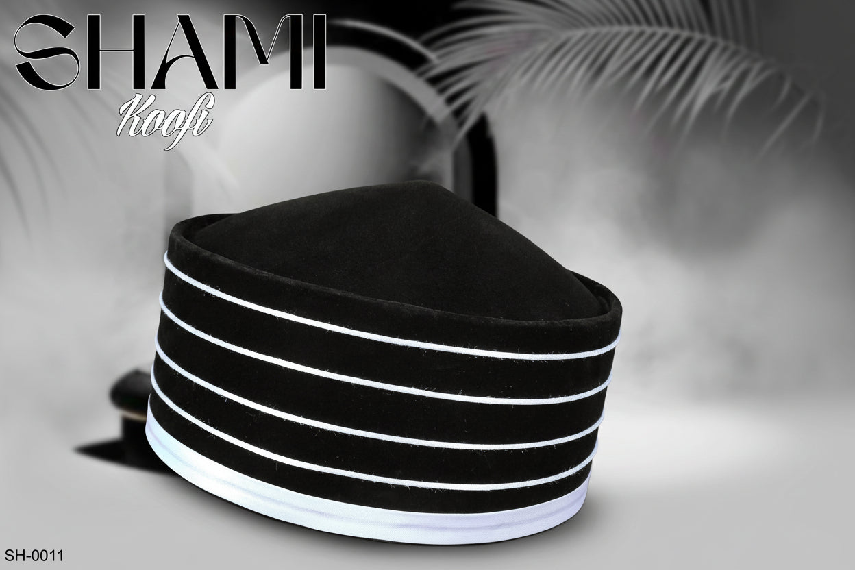 Men’s Premium Shami Cap SH-0011 - Traditional Islamic Imamah Style Turkish Kufi Hat for Men