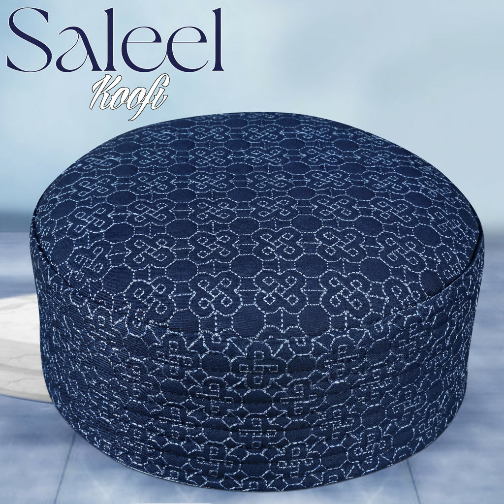 Muslim Saleel Premium Structured Kufi Hat - New Elegant Design Islamic Prayer Cap for Men