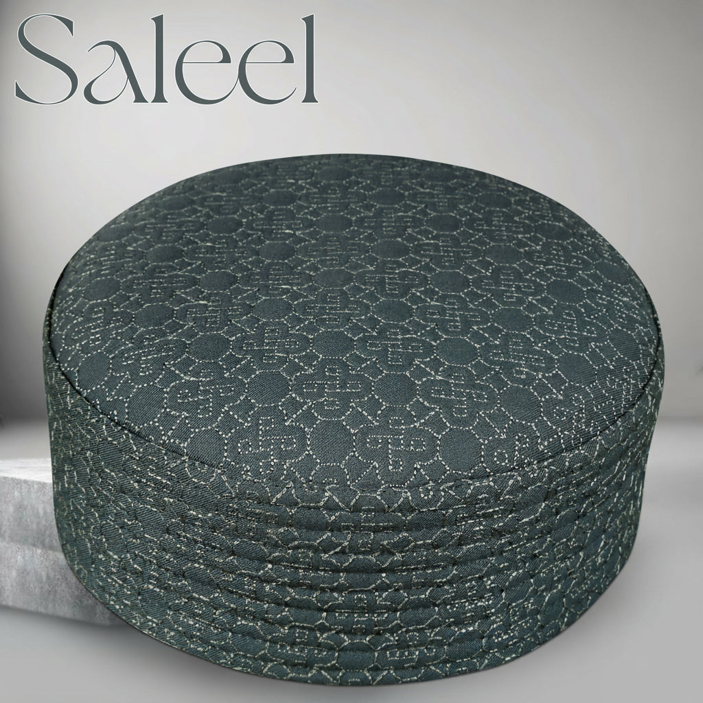 Muslim Saleel Premium Structured Kufi Hat - New Elegant Design Islamic Prayer Cap for Men