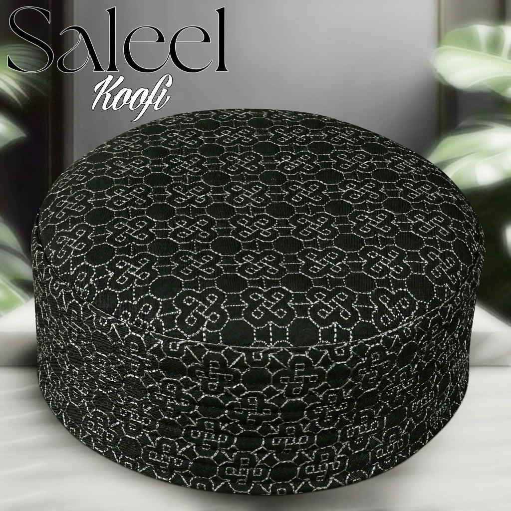 Muslim Saleel Premium Structured Kufi Hat - New Elegant Design Islamic Prayer Cap for Men