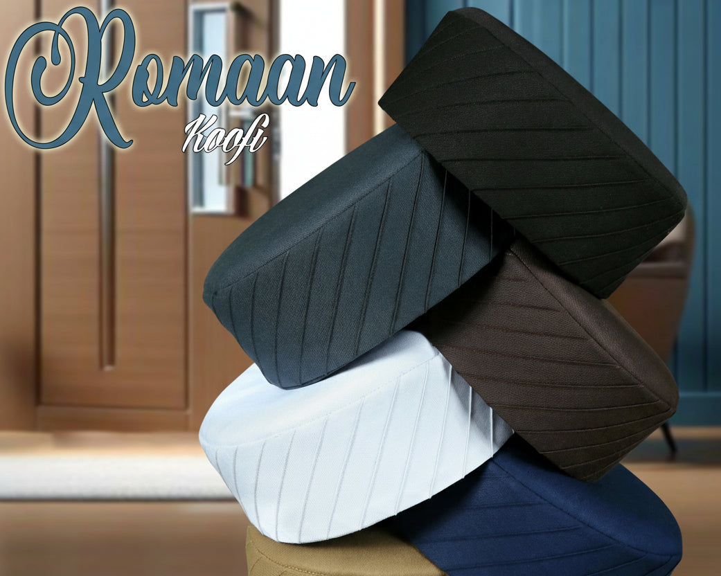 Muslim Romaan Premium Prayer Kufi Hat for Men - High Quality Islamic Cap for Salah & Elegant Namaz Topi