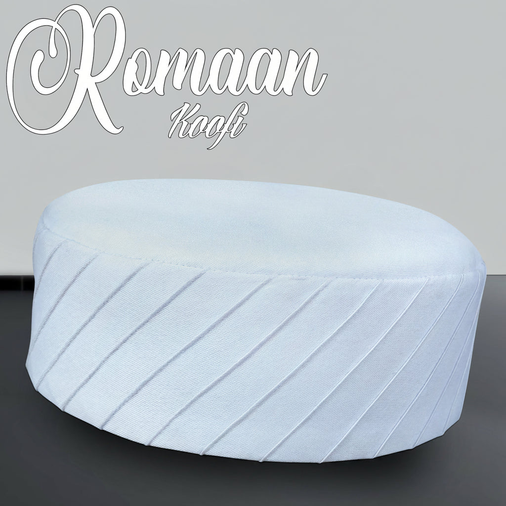 Muslim Romaan Premium Prayer Kufi Hat for Men - High Quality Islamic Cap for Salah & Elegant Namaz Topi