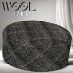 Muslim Premium Wool Kufi Hat - Printed Check Design Warm Winter Islamic Prayer Cap for Men