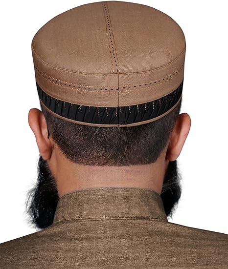 Classic Men's Islamic Aashun Kufi Cap – Premium Polyester-Cotton Blend Prayer Hat – Lightweight Modest Headwear