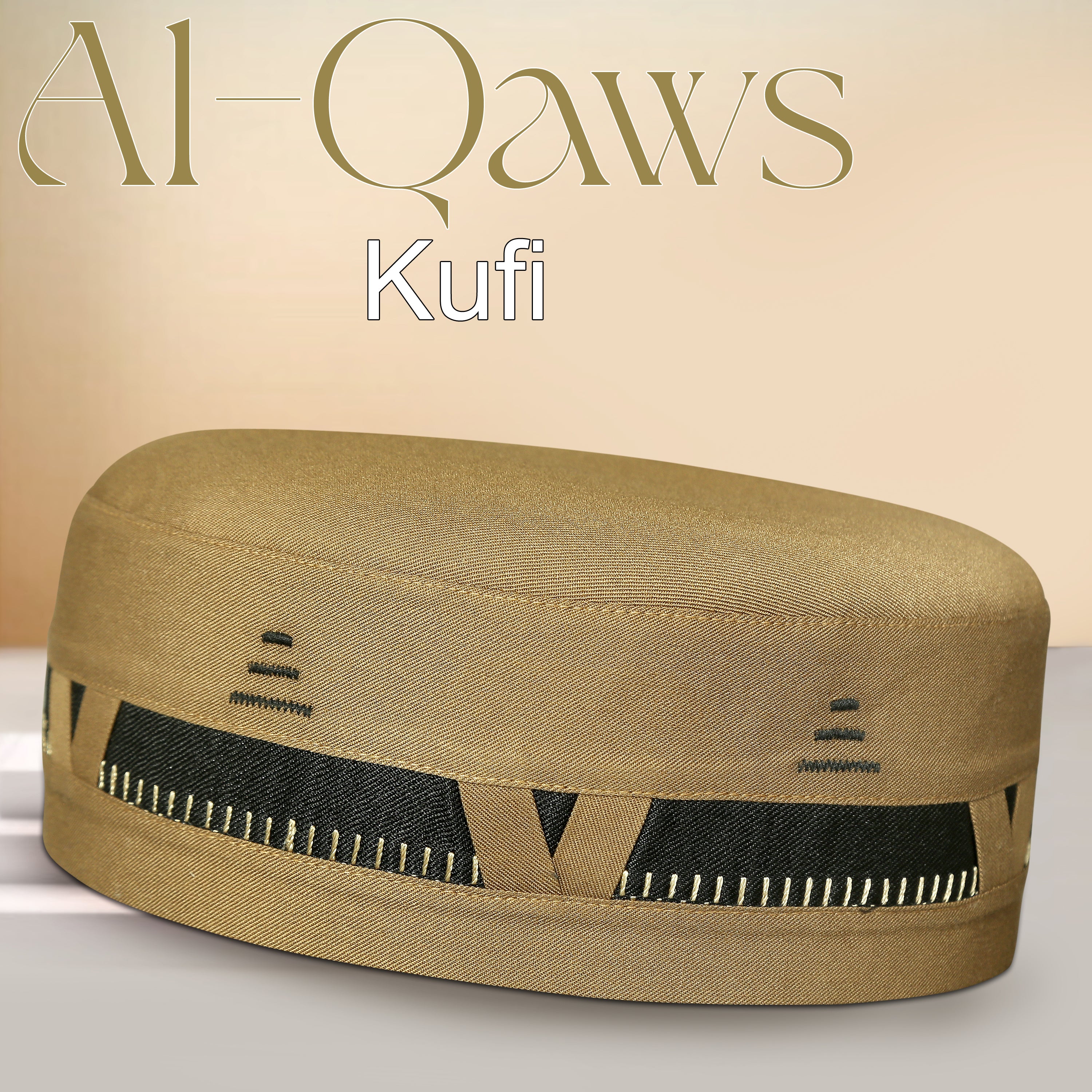 Bin Fiaz Al-Qaws Stitched Kufi – Premium Namaz Topi – Premium Islamic Prayer Cap - Premium Stitched Kufi Hat