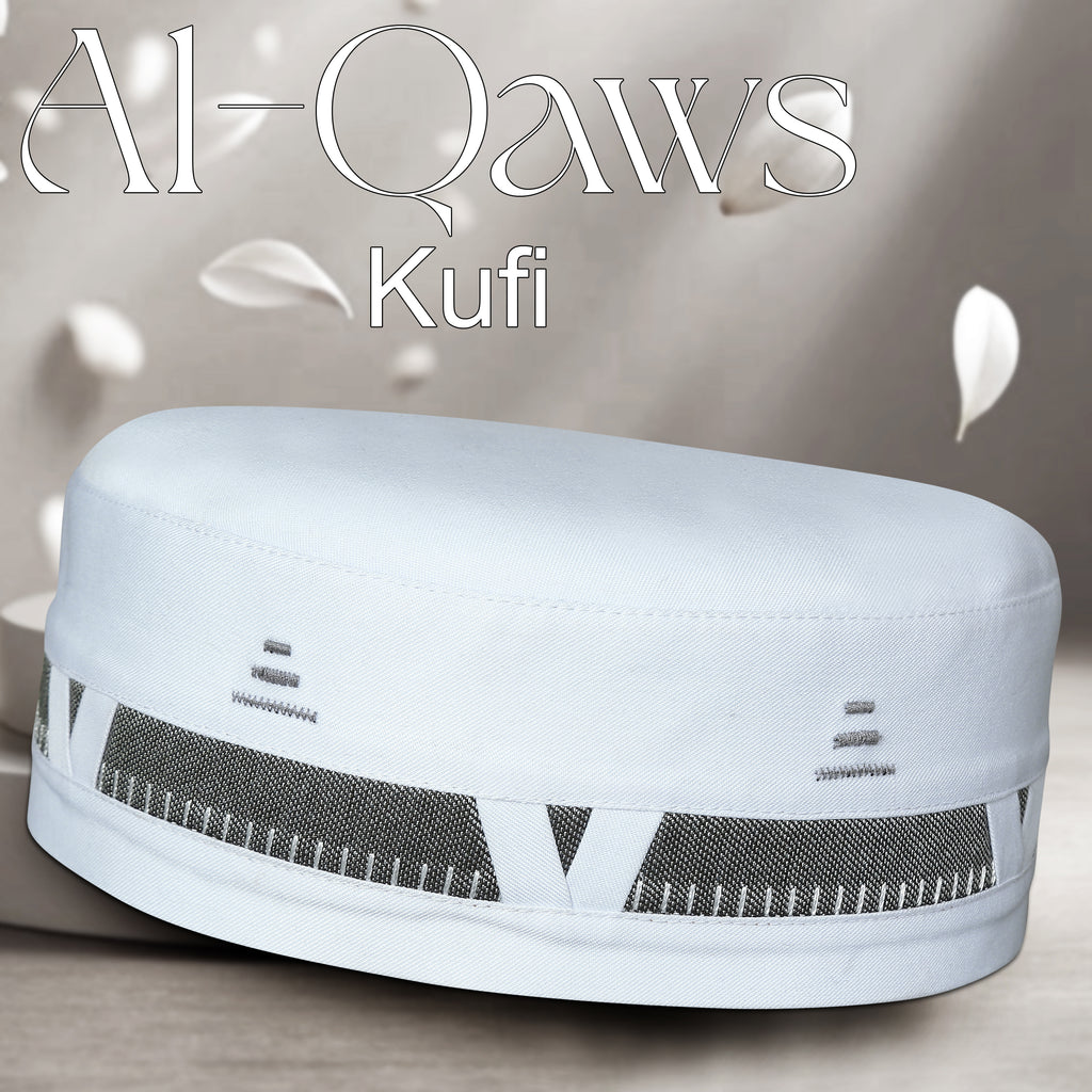 Bin Fiaz Al-Qaws Stitched Kufi – Premium Namaz Topi – Premium Islamic Prayer Cap - Premium Stitched Kufi Hat