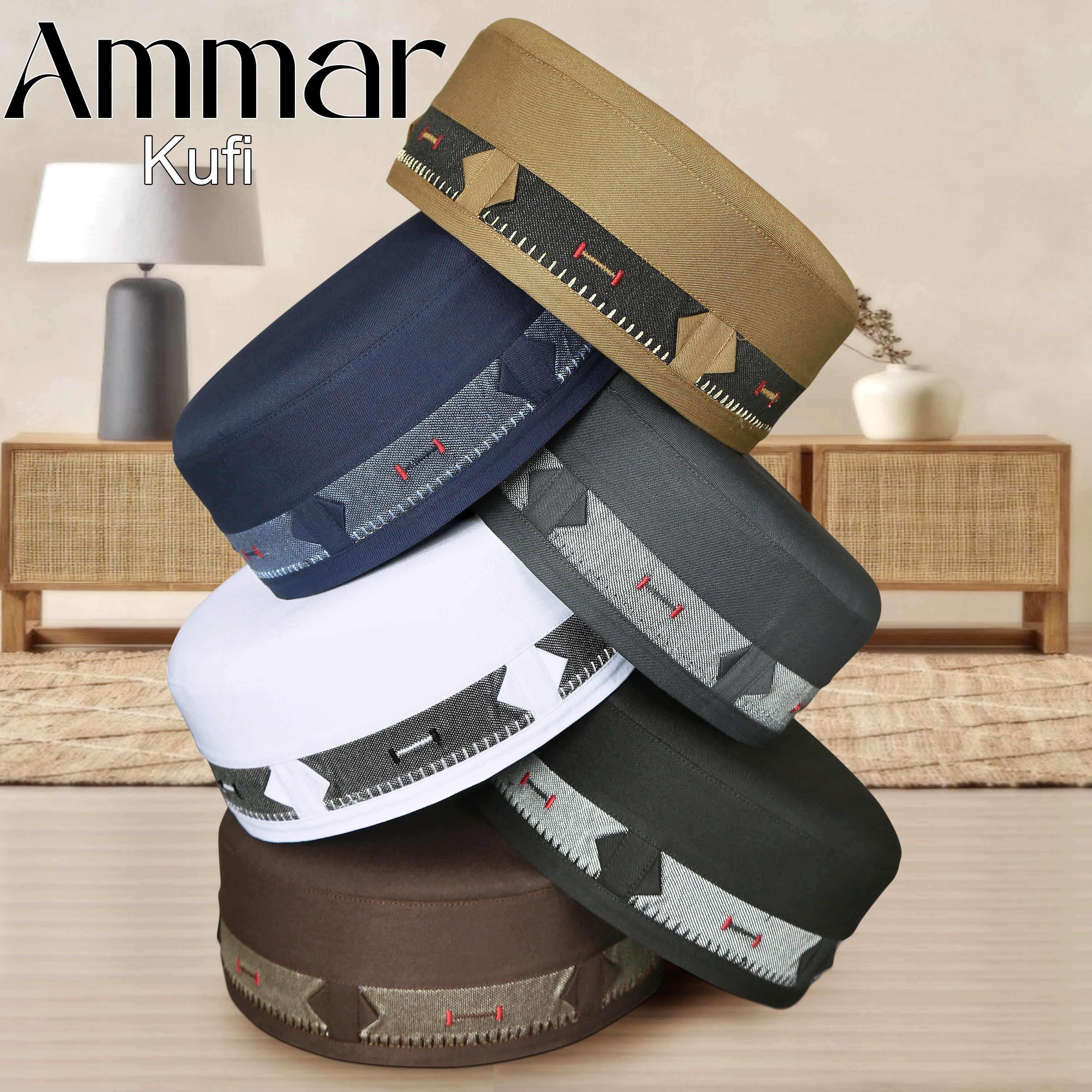 Bin Fiaz Ammar Premium Kufi Hat - Muslim Prayer Kufi for Men - Premium Islamic Salah Cap -  Comfortable Daily Namaz Topi
