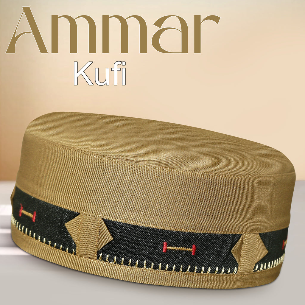 Bin Fiaz Ammar Premium Kufi Hat - Muslim Prayer Kufi for Men - Premium Islamic Salah Cap -  Comfortable Daily Namaz Topi