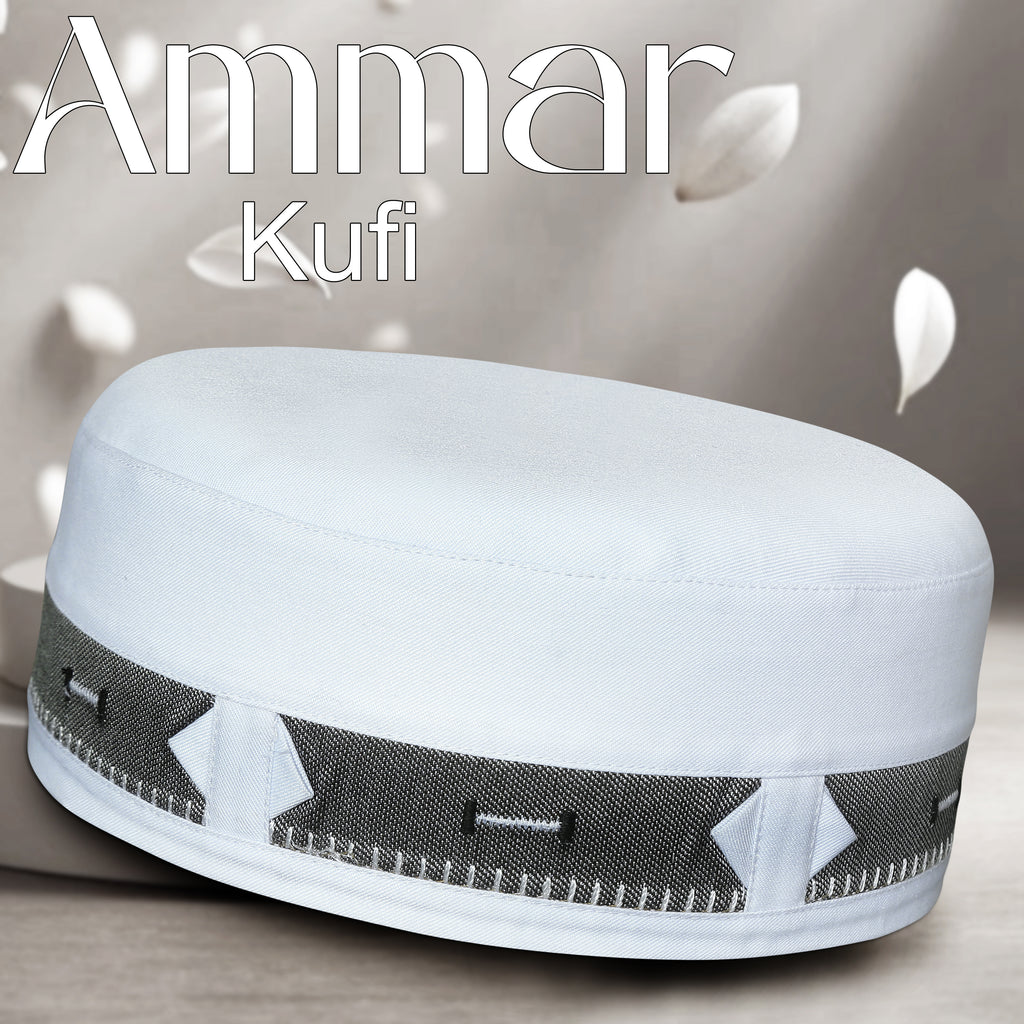 Bin Fiaz Ammar Premium Kufi Hat - Muslim Prayer Kufi for Men - Premium Islamic Salah Cap -  Comfortable Daily Namaz Topi