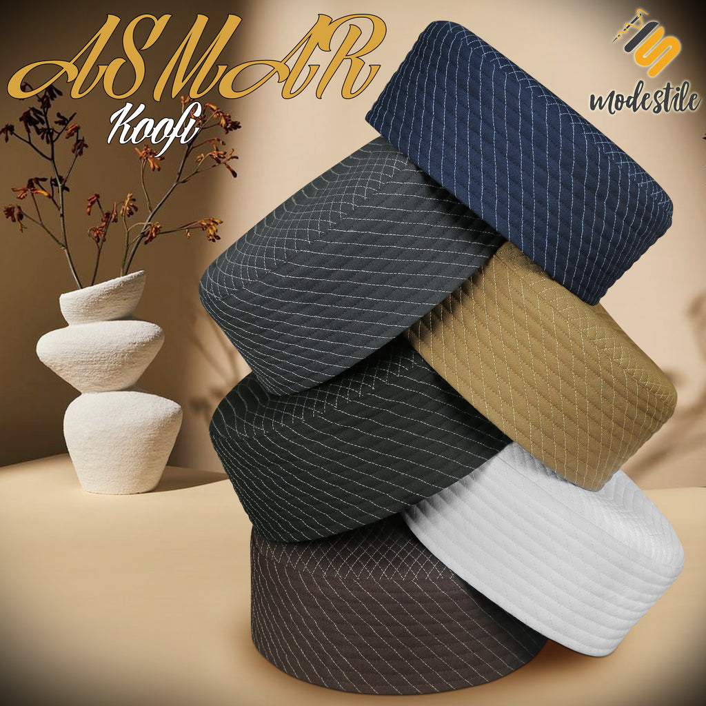 Bin Fiaz Asmar Premium Stitched Kufi Hat for Men - High-Quality Islamic Prayer Cap & Daily Namaz Topi