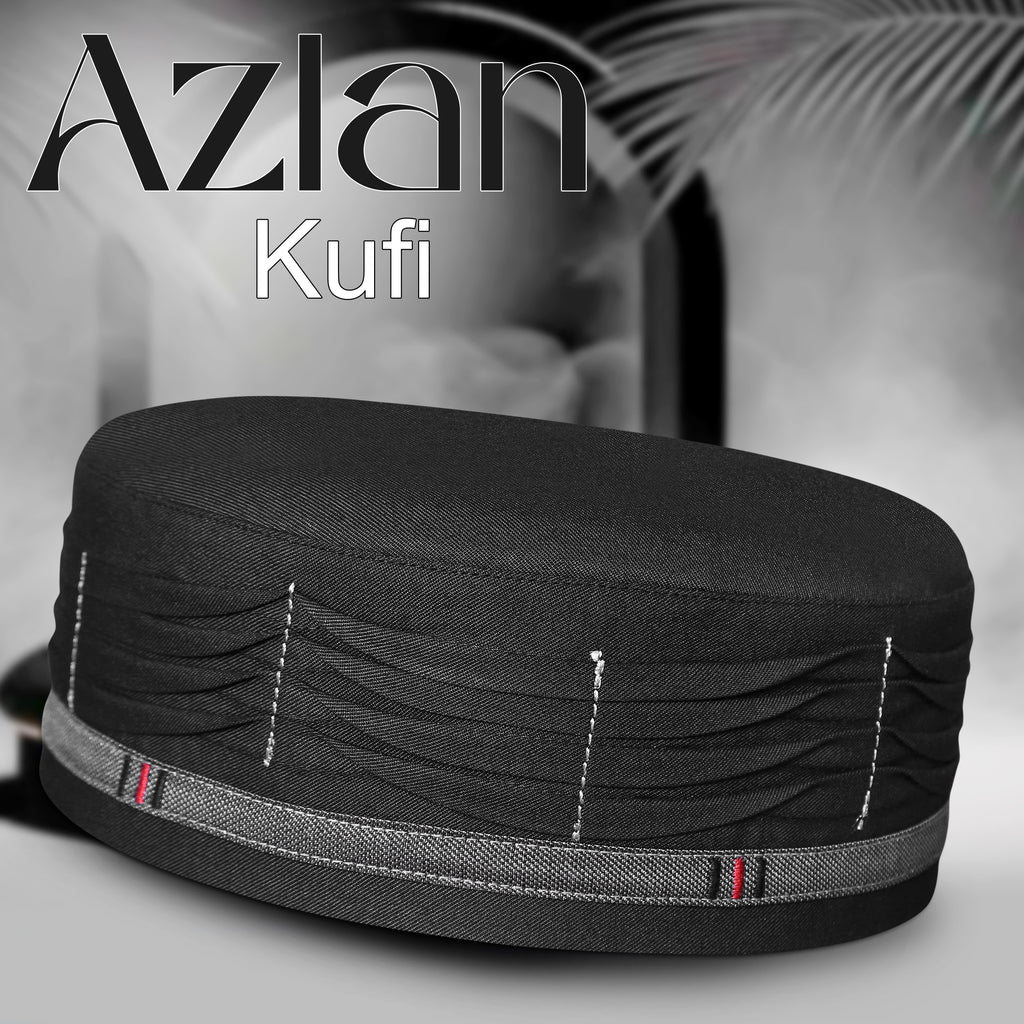 Bin Fiaz Azlan Premium Stitched Kufi Hat for Men - Breathable Islamic Salah Cap & Daily Namaz Topi